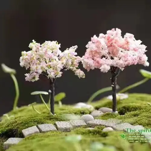 Micro Landscape Ornaments Simulation Christmas Tree Simulation Flowers, Cherry Blossom Tree, Bonsai, Gardening Decoration Small