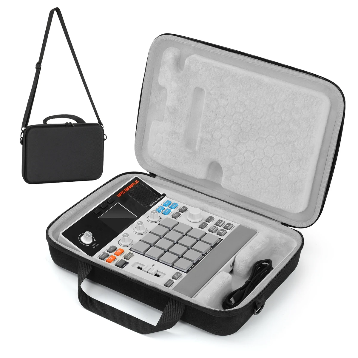 Hartschalen-Tragetasche für tragbare Lautsprecher, kompatibel mit Akai Professional MPC Sample Portable Groovebox Audio-Sampler, mit Griff. – Detail 9