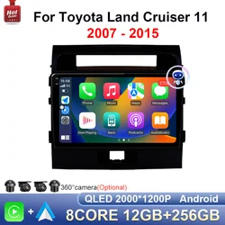 도요타 랜드 크루저 11 2007 - 2015 자동차 라디오 멀티미디어 플레이어, 오토라디오 GPS 네비게이션, 4G QLED IPS 스크린, 와이파이, 안드로이드 OS, 10.1 인치