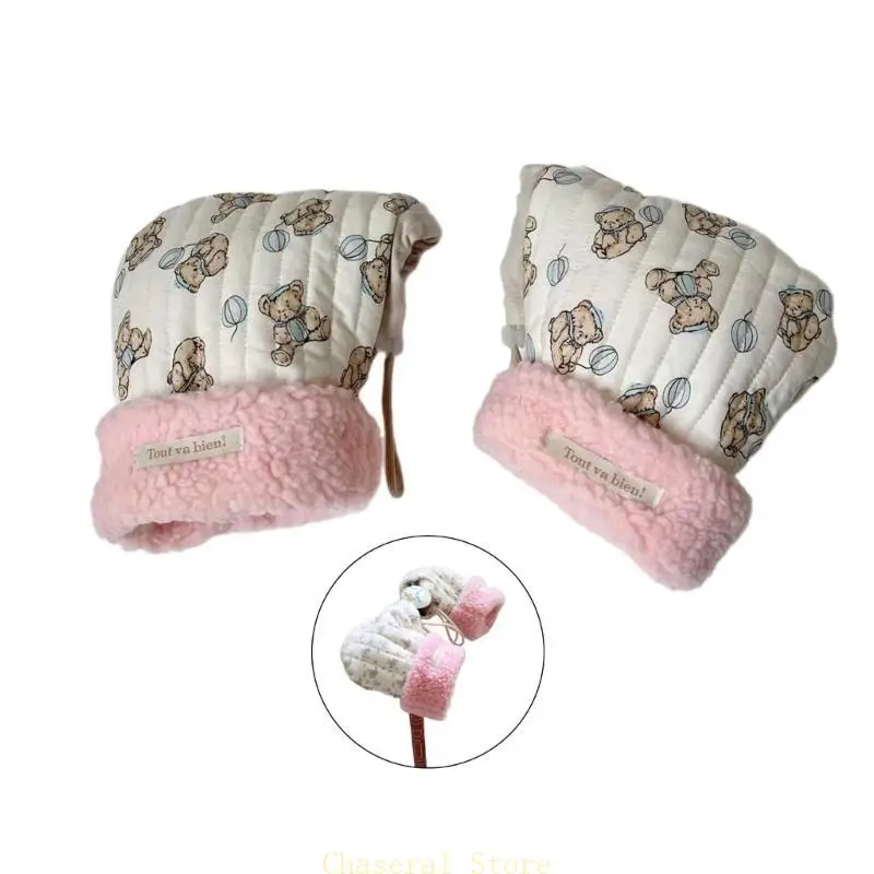 

E7CE Cartoon Bear Handmuffs Soft Warm Children's Scooter Gloves for Boys and Girls