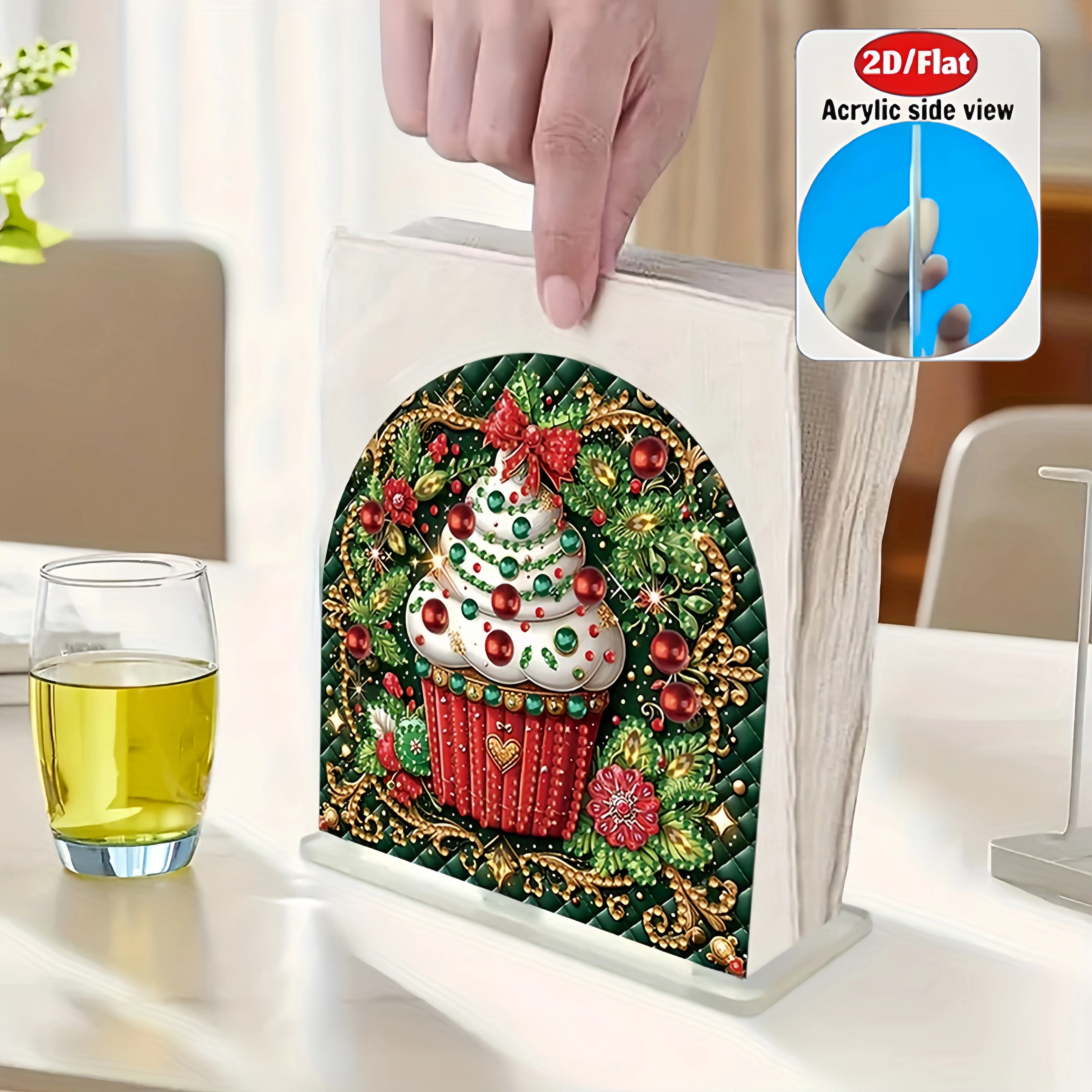 2D Flat 1pc Acrylic Welcome Plaque Diamond Painting Desktop Ornament Set, Shiny Wall Decor, Holiday Gift
