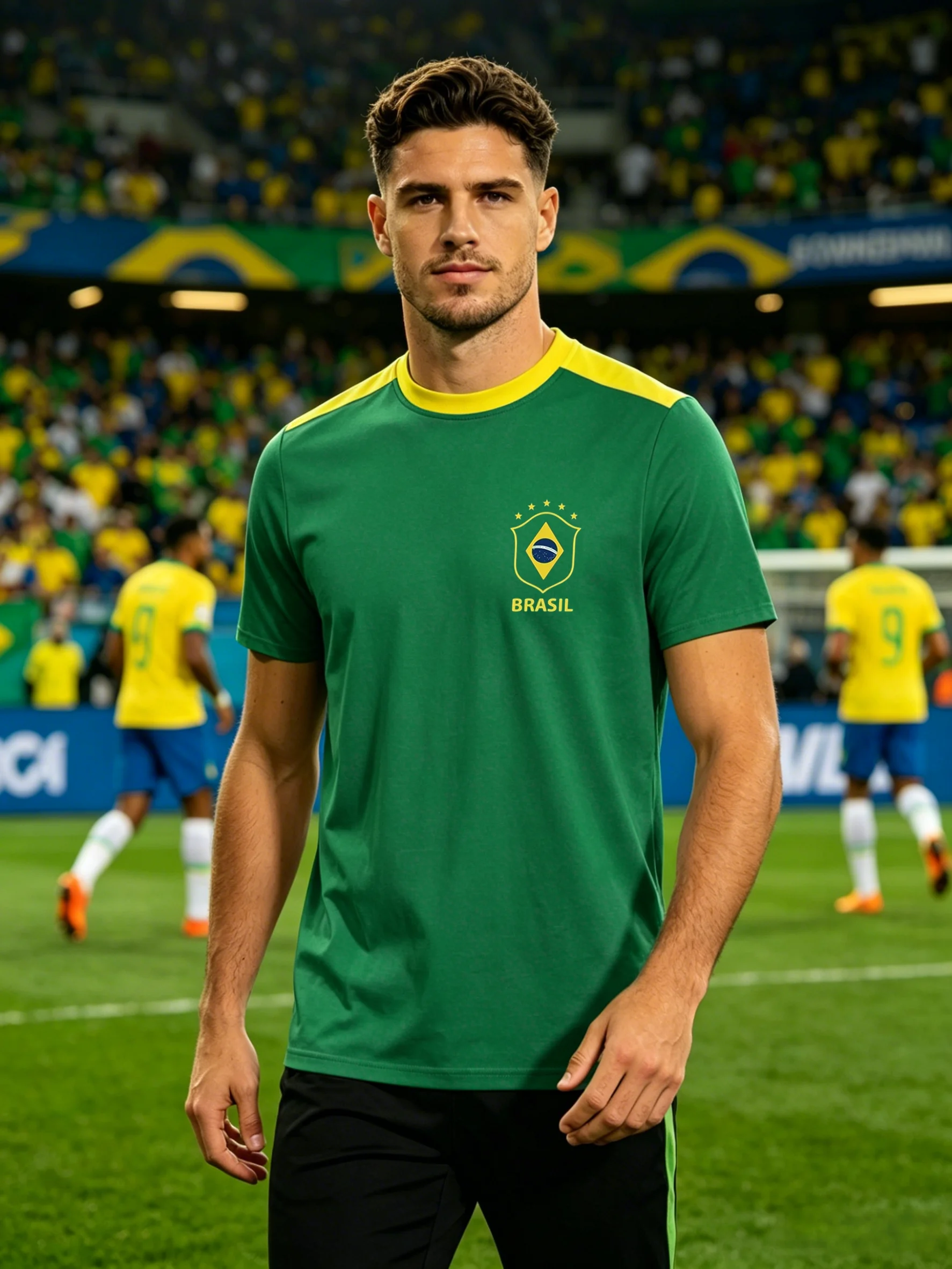 Men's Brazilian Football Green T-Shirt