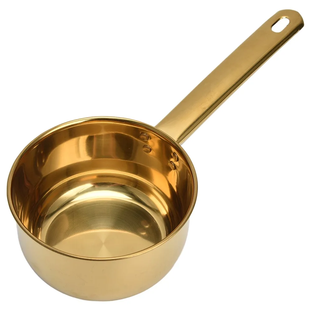 Practical Stainless Steel Water Ladle Gold Long Handle Water Scoop Smooth Rivet with Hanging Hole Ladle Scoop Garden Watering