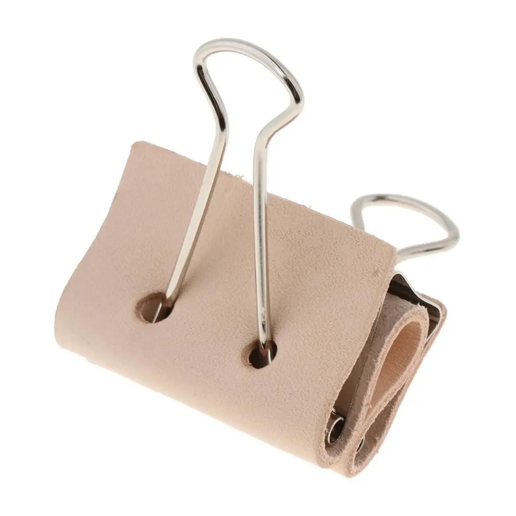 Stainless Steel Clips with Leather Paper File Binder Clips Office Supplies