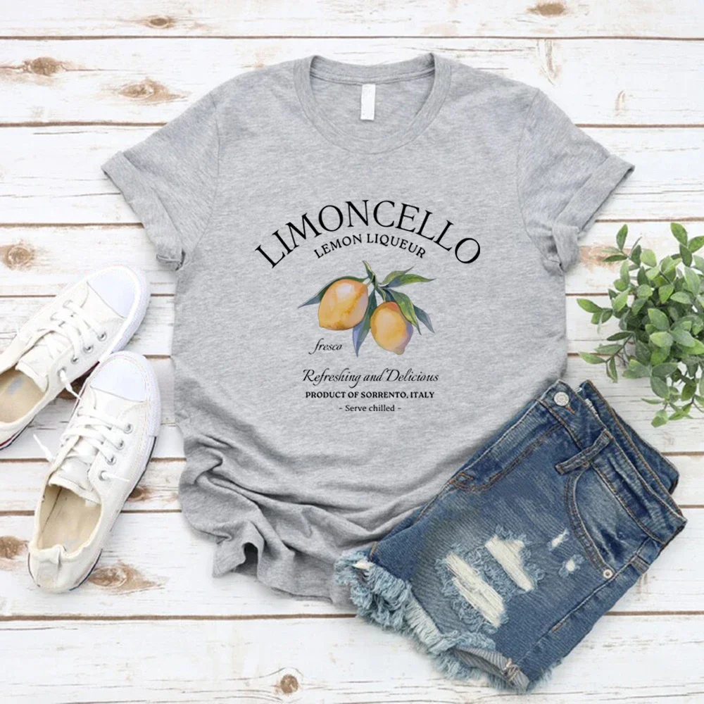 Limoncello T-Shirt Italy Lemons T-shirt Women Short Sleeve O-neck T-shirts Graphic T Shirts Amalfi Coast Italian Summer Tops