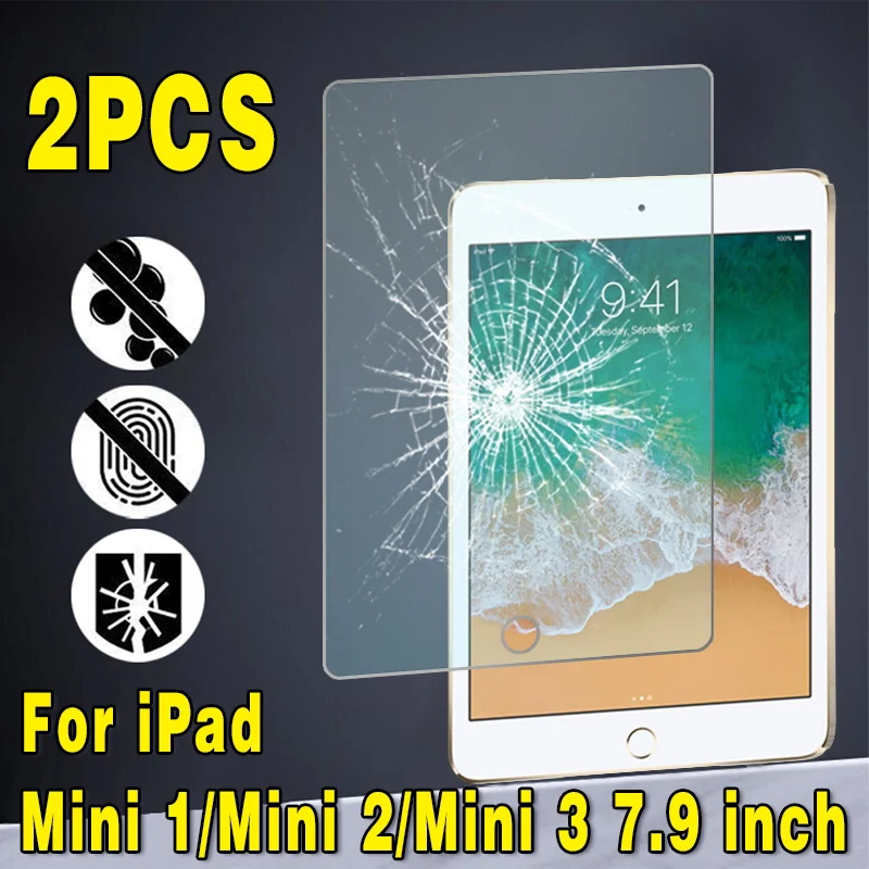 2 Buah Apple iPad Mini 1 2 3 7.9 Inci Tablet Kaca Tempered 9H Pelindung Layar Penutup Film Penuh Antisidik Jari Tahan Ledakan