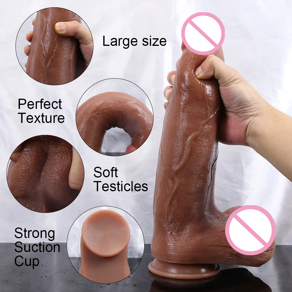 Biggest Double Layer Silicone Realistic Dildo Soft Strapon Big Penis Suction Cup Adults Anal Sex Toys For Women Sexy Masturbator