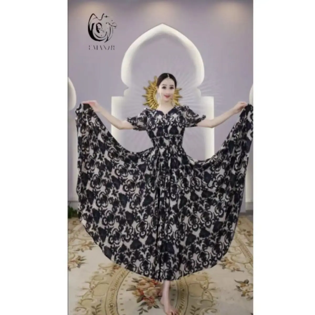 A6030 Exotic Indian Dance, Xinjiang Dance, High Grade Printed Temperament, Ethnic Characteristics, Thin Style, Slimming Large