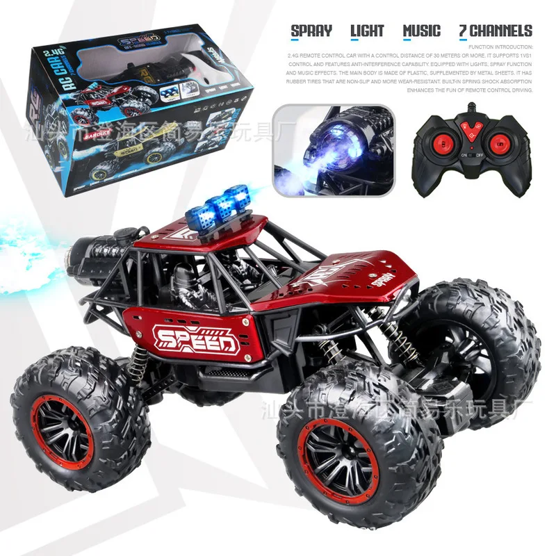 RC SEED 2.4G Alloy Remote Control Off Road Crawler Truck Charging Toy Car With Spray Light Music Anti Interference For Boys Kids