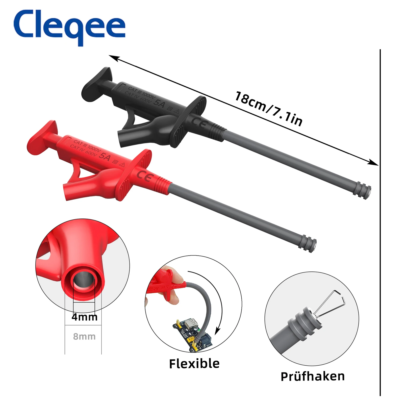 Imagem -04 - Multímetro Teste Leva Kit Sondas Elétricas Digitais Grupo Jacaré Clipe Teste Gancho Fio Flexível 23 Pcs Cleqee-p1925