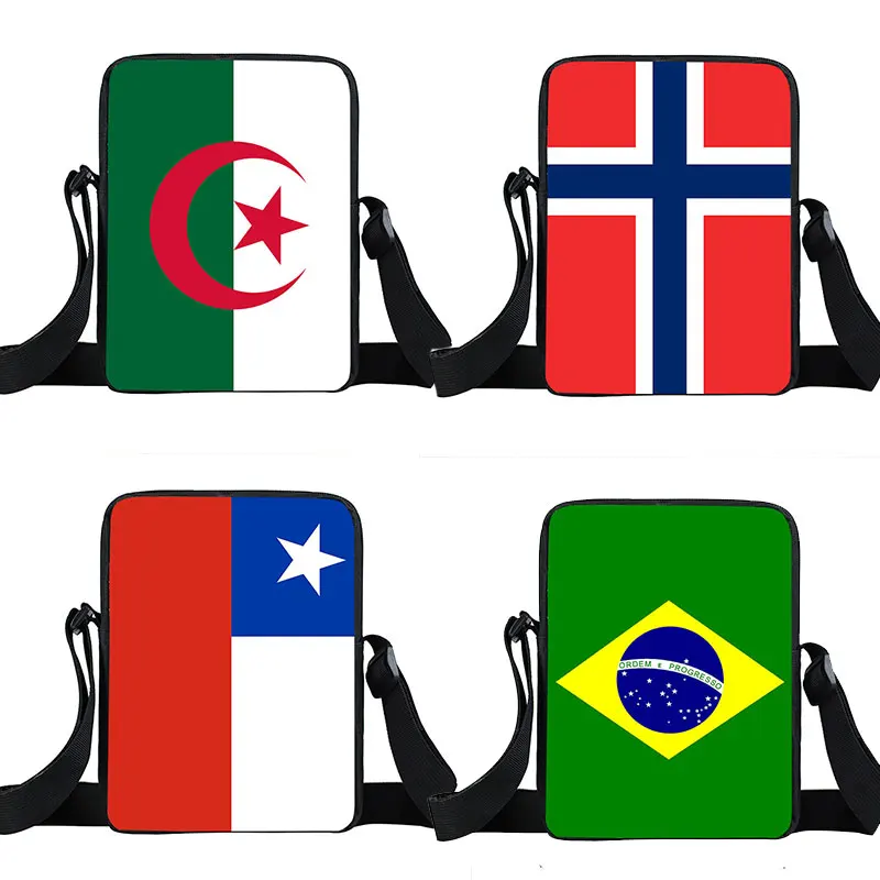 Nationale Vlag Print Messenger Bag Vrouwen Handtassen Australië Brazilië Noorwegen Crossbody Bag Travel Casual Satchel Bookbags Gift