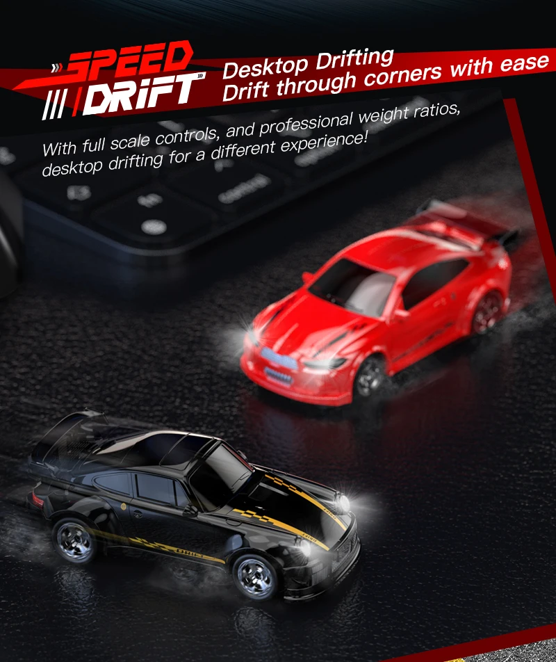 New 4WD 2.4GHZ RC Simulation Mini Drift Car Palm Racing Model Desk Toys 1/64 Scale Remote Control Car Gift for Children Boys.