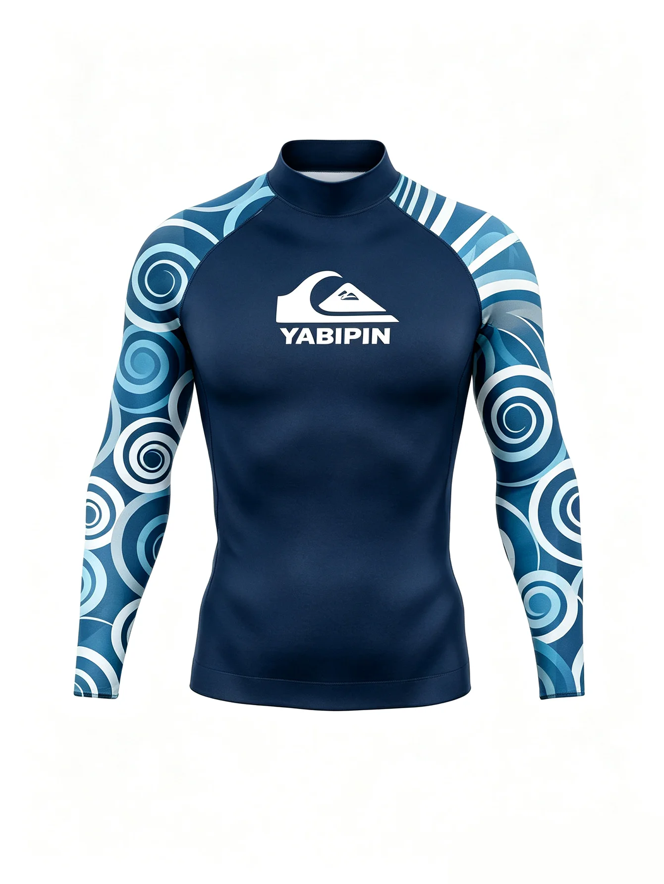 Wave Shield Men’s Rash Guard Long Sleeve Stand Collar, Snug Fit Quick Dry for Surf Fishing Water Activities