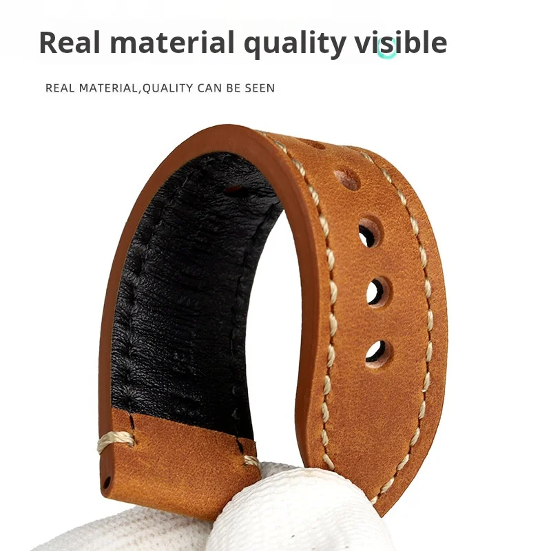 Dla Panerai Breitling Hamilton Casio Fossil męski pasek do zegarka 22mm 24mm 26mm gruba skóra bydlęca pasek do zegarka z prawdziwej skóry akcesoria