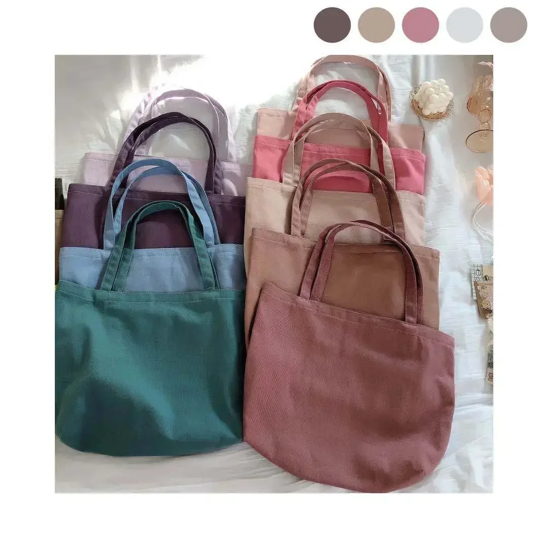 

Teenager Multi Color Reusable Cotton Morandi Tote Bag Female Eco-friendly Vegan Canvas Fabric Big Capacity Top-handle Handbag