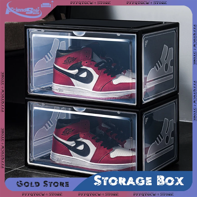 Stackable Sneaker Box Cabinet Storage Box Transparent Plastic Shoes Case Dustproof Multi-function Drawer Shoes Rack Organizers