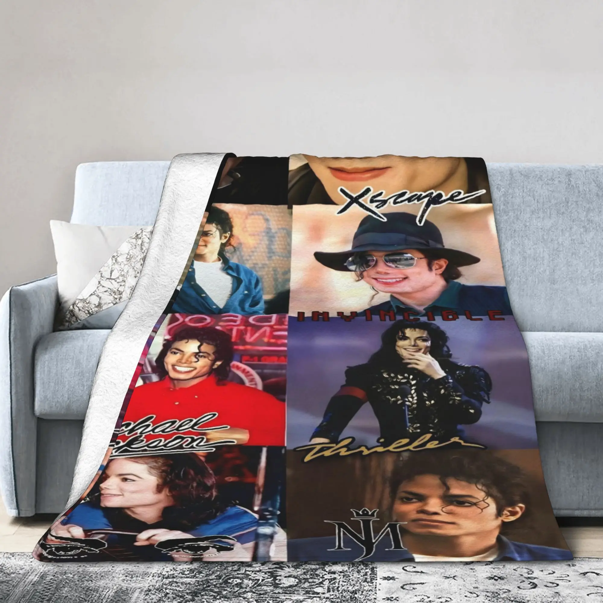 Dancer Michael Jackson Thriller Musician Photo Pattern Blankets Warm King of Pop Music Moonwalker Movie Throw Blanket Bedspread
