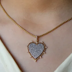 Fashionable Gold Plated Zircon Love Pendant Necklace Stainless Steel Luxury Wedding Necklace For Women Exquisite Jewelry Gift