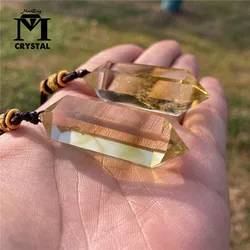1PC High-Quality Natural Brazil Citrine Crystal Ornament Double Pointed Hexagonal Ornament Gemstone Healing Stones Minerals Gift