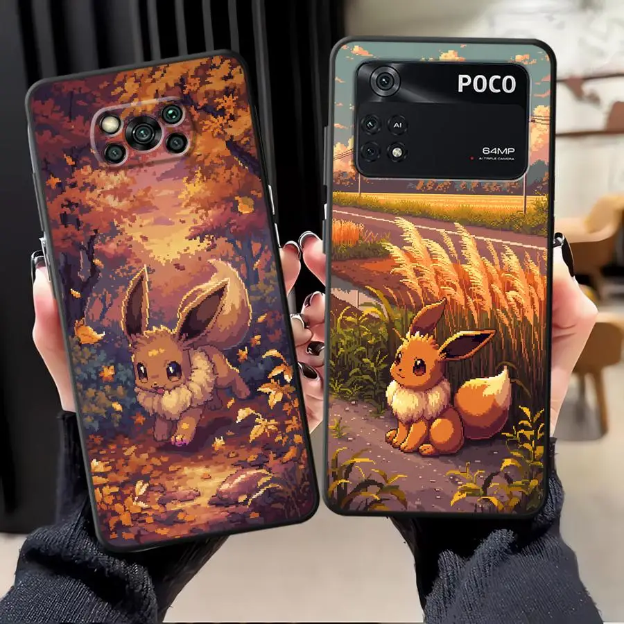 Handyhülle für Xiaomi Poco F8 F4 F6Pro F5 F3 X4 X3 Pro C85 C71 X3 NFC X8 Pro Max F7 X7 Weiche Hülle P-PokemonS Cartoon Elf Evoli