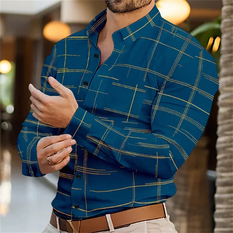 Summer Men\'s Shirt Long Sleeve XS-6XL Fashionable Lapel Single Breasted Cardigan Real Pockets Hawaiian Casual Men\'s Shirt