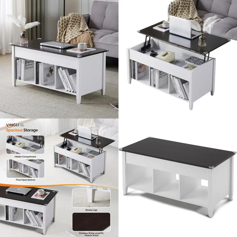 

Журнальный столик в деревенском стиле, серый, с откидной столешницей и полкой для хранения, длина 40 дюймов, с элементами в деревенском коричневом стиле