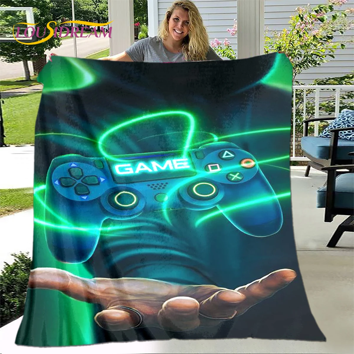 Cartoon Gamer Game Controller Blanket,Flannel Blanket Throw Blanket,Children's Warm Blanket for Living Room Bedroom Beds Sofa