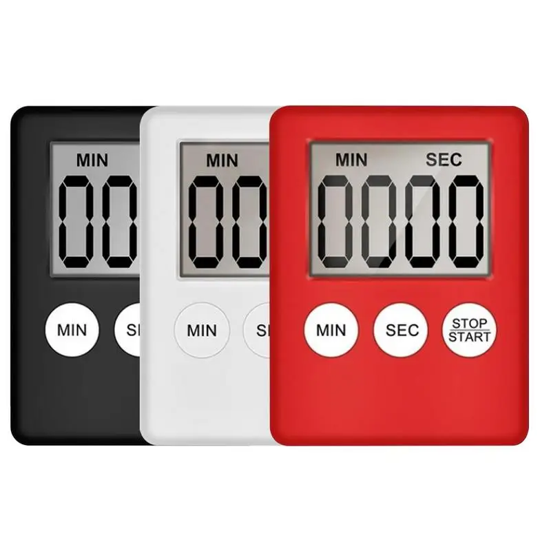 Super Thin Large LCD Digital Screen Kitchen Timer Square Cooking Count Up Countdown Alarm Magnet Clock Temporizador Magnetic