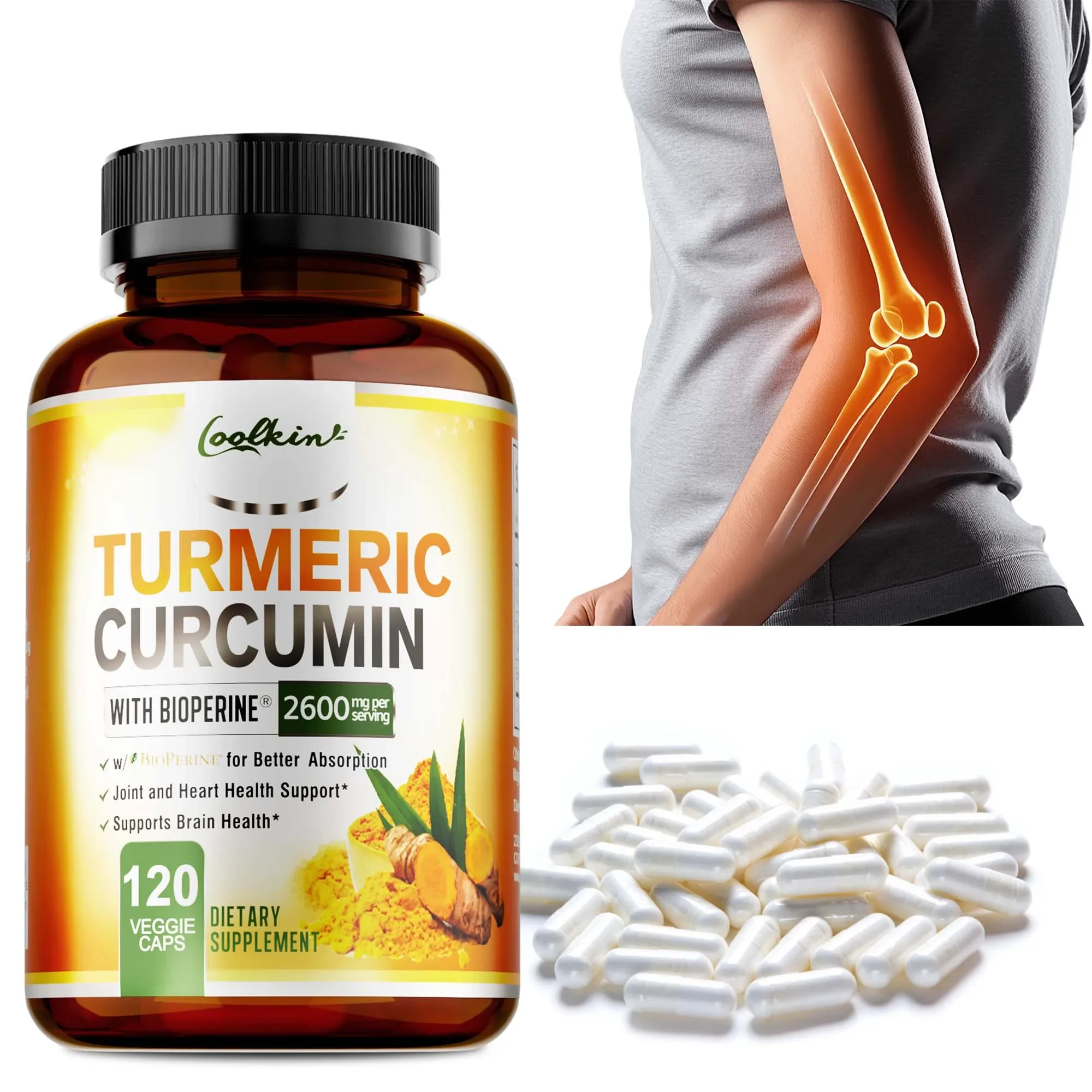 

Turmeric Curcumin Capsules - with Black Pepper - Helps Joint,Antioxidant & Immune System, Anti-Inflammatory