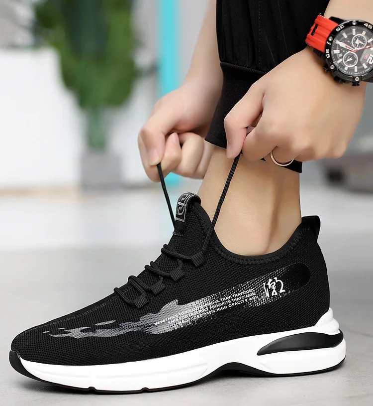 Rubber soft sole Breathable Mesh fabric Casual Lightweight Anti slip Mens heightening shoes Increase by 6/8/10 centimeters