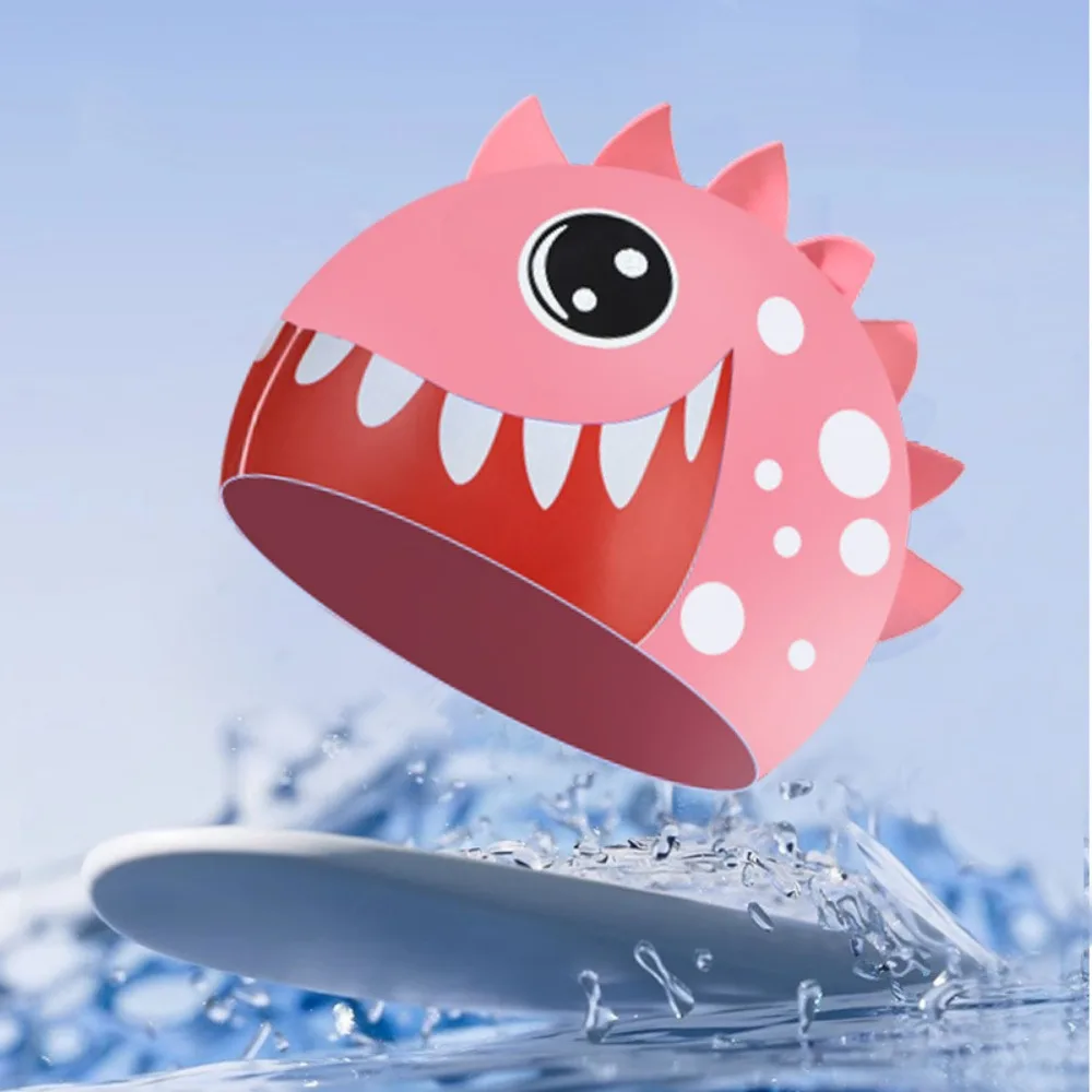 

Детская шапочка для плавания с изображением акулы, водонепроницаемая силиконовая шапочка для плавания с мультяшными животными, легкая шапочка для плавания с длинными волосами и принтом