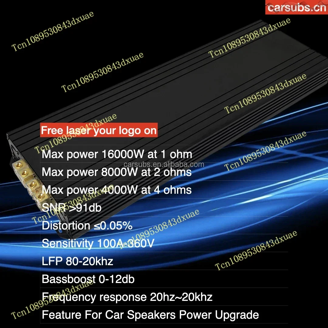 16000W Brazilian Style Car Subwoofer Amplifier Full Range Strong Bass Peak 32000W Monoblock Car SPL Amplifier Class D