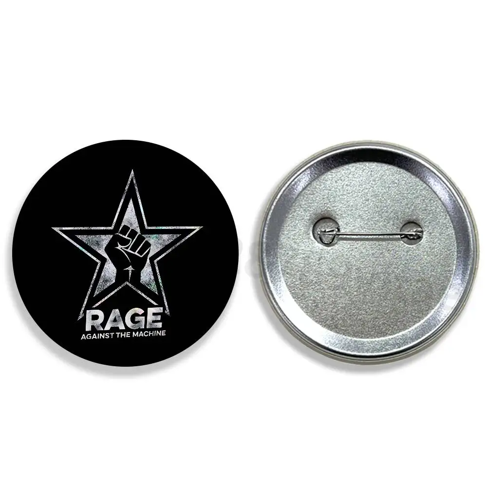R-Rage Against the Machine 58mm Icon Badge Handmade Tinplate Brooch for Backpack Clothes Chest Ornament Gifts
