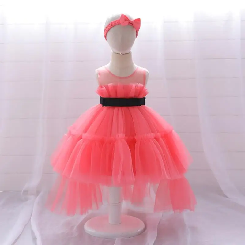 

Summer New One Year Old Baby Mesh Princess Dress Cake Fluffy Dress Swallowtail Dress Festival Walk Performance Dress