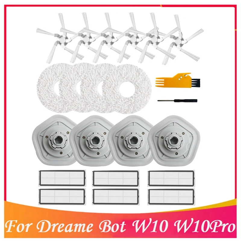 

22PCS Replacement Parts For Dreame Bot W10 W10pro Vacuum Cleaner Accessories Side Brush Filter Mop Cloth Cleaning Brush