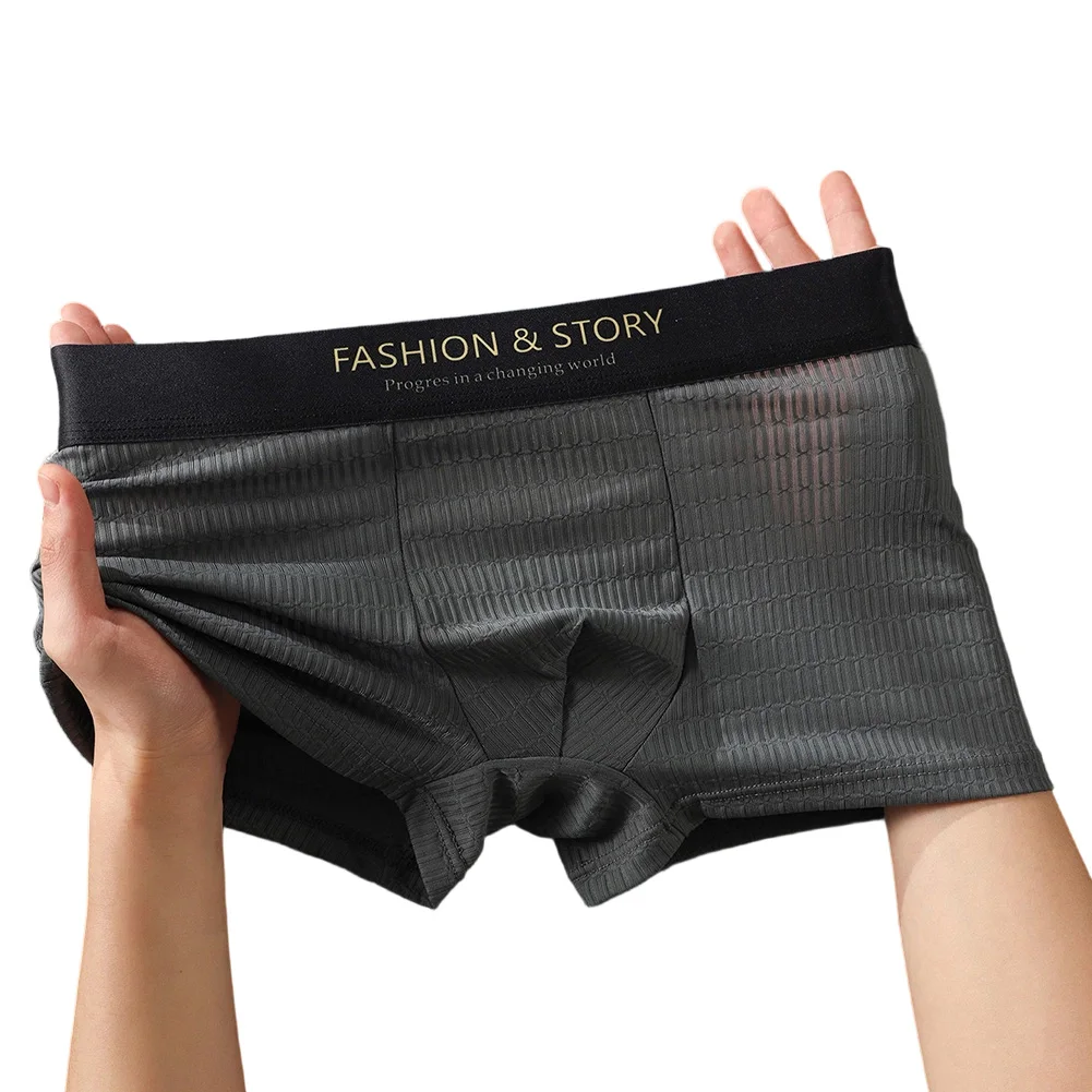 

Мужские трусы-боксеры из сетки в клетку, полупрозрачные, эластичные, дышащие, сексуальное нижнее белье, мужские трусики