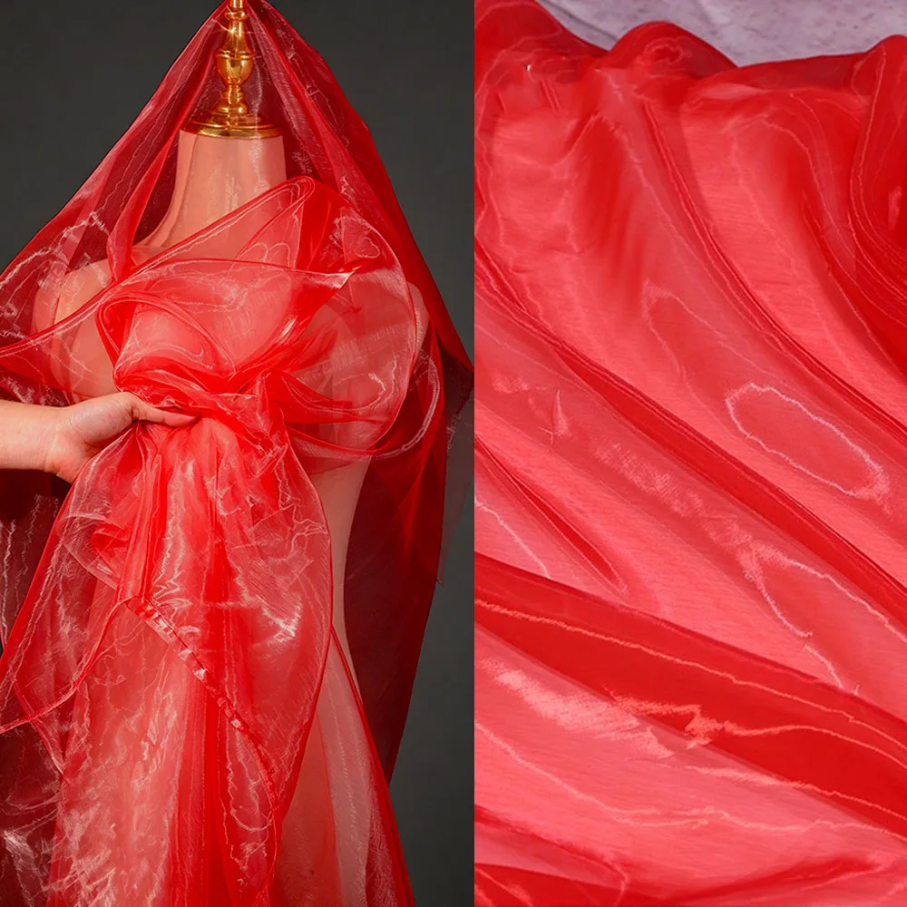 100x150cm Sheer Shiny Organza Gauze Fabric for DIY Women Wedding Dresses Bridal Gown Party Backdrop Decor Craft Sewing Materials