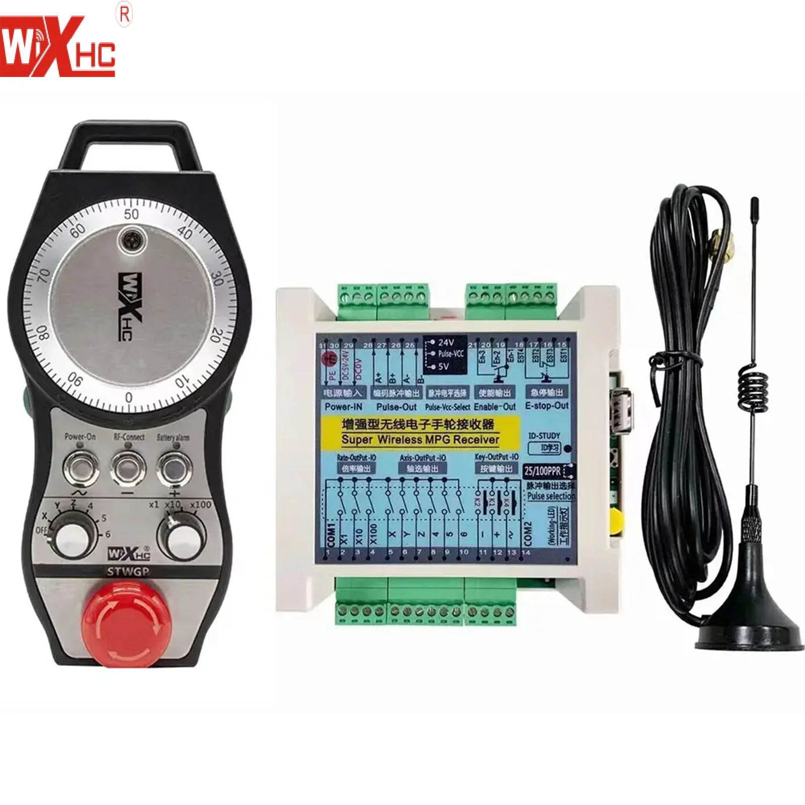 WiXHC STWGP 6Axis Knob Rate Switch 40m Range Adaptive Frequency Hopping Wireless MPG Control Box Hardware Toggling FreeShipping