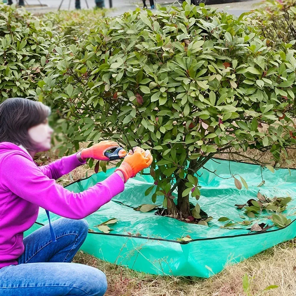 Linoleum 12in Hole Landscape Trimming Mat Garden Tree Trimming Waterproof Oilcloth Plant Trimming Tarp Outdoor Leaf Storage Mat