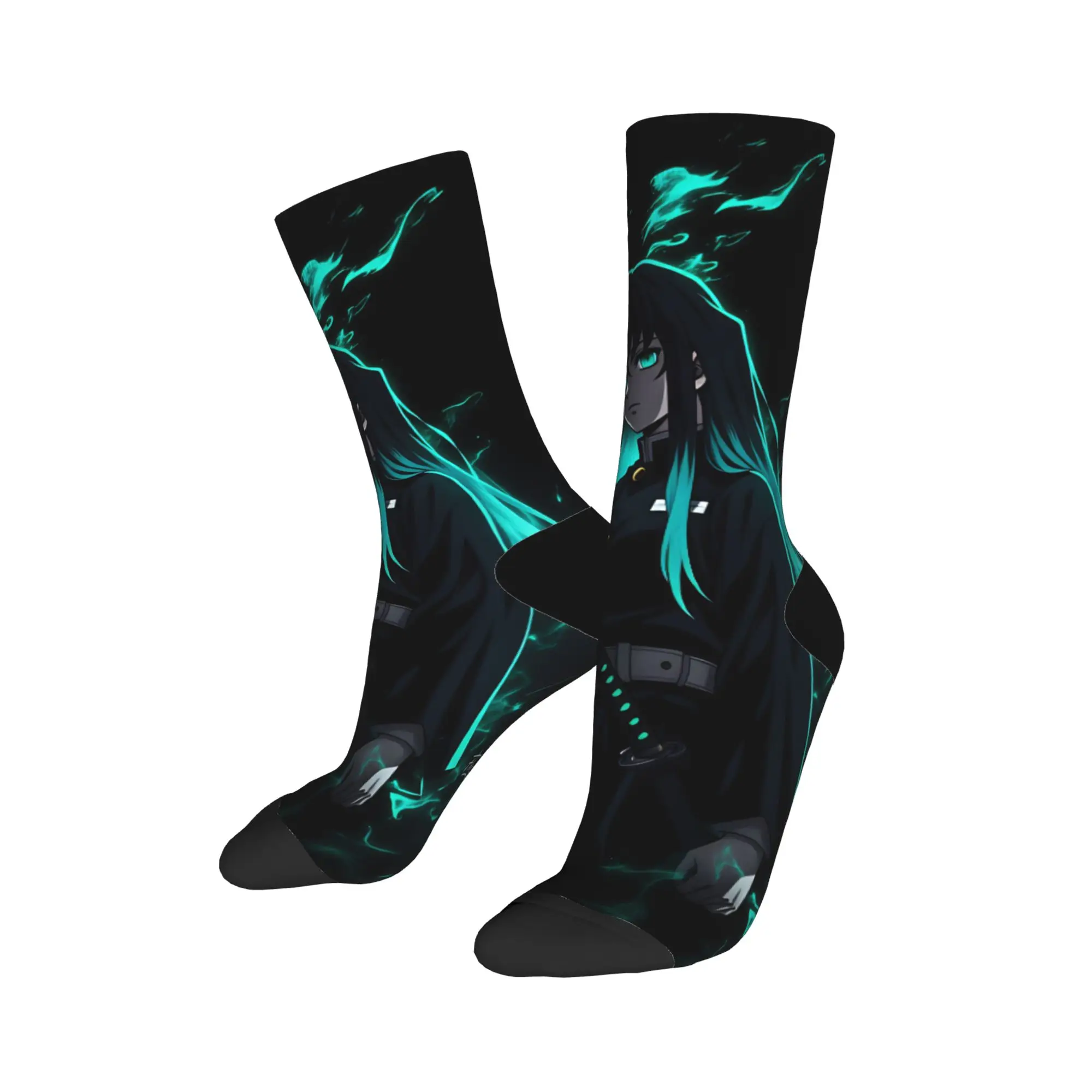 Women Men Socks Demon Slayered Characters  Stockings Non Skid Quality Socks Winter Casual Graphic Running Socks