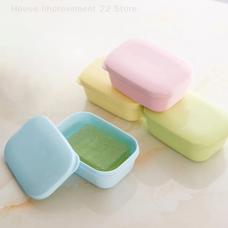1PC Covered Soap Box With Waterproof Seal Portable Soap Box Detachable Drain Tray And Soap Pan