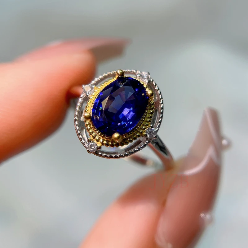 

Jewelry custom natural Tanzanite ring jewelry hollow out noble cold wind personality female ring