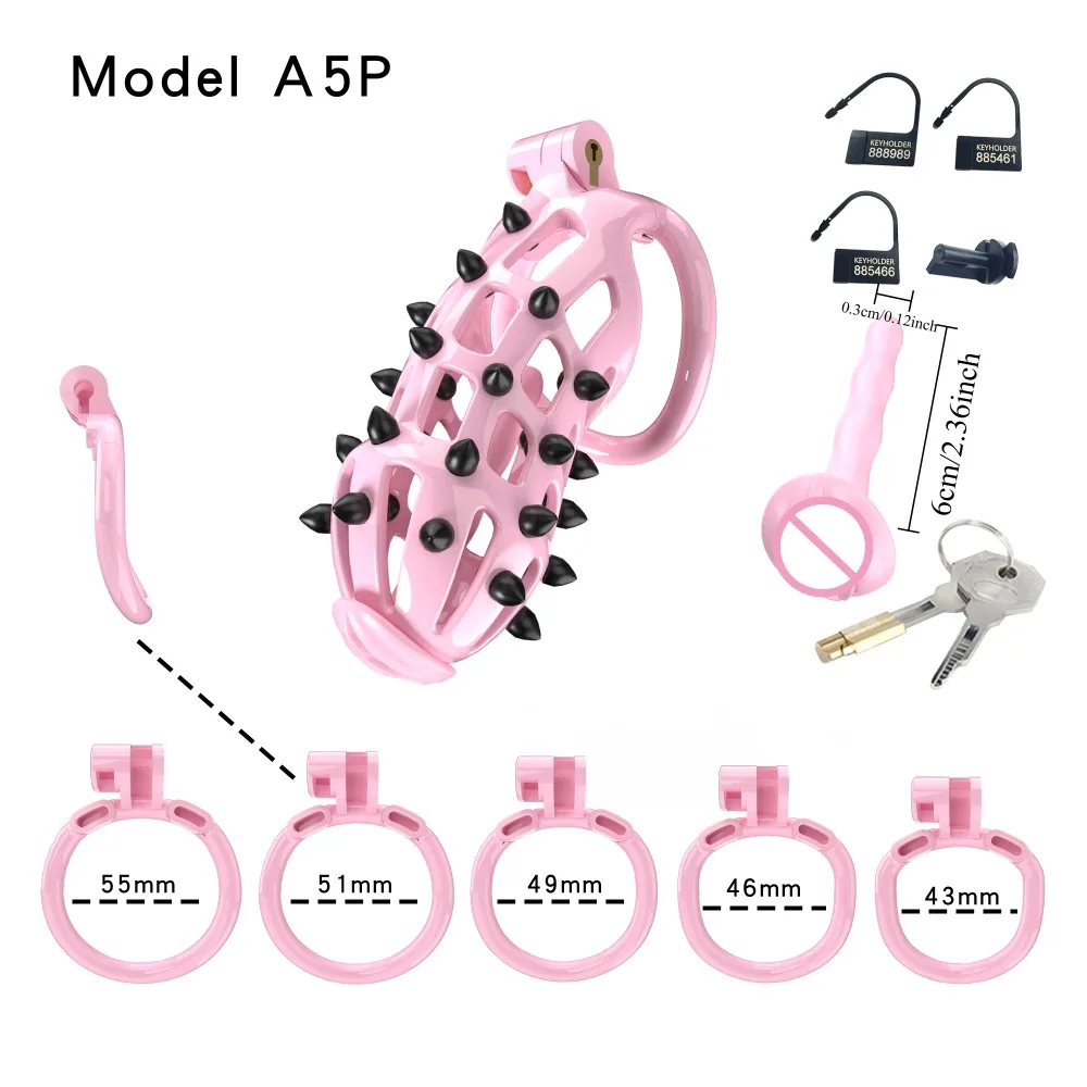 Male Chastity Cage with Removable Soft Nail Lightweight Resin Cock Cage Adult Sex Toy for Men CB Lock Bondage SM Chastity Device