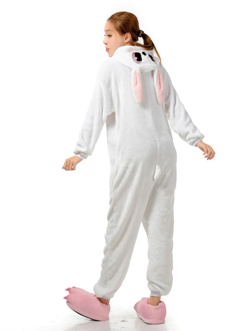 4 Women White Rabbit Kigurumi Warm Onesie Warm Holiday Party Homewear