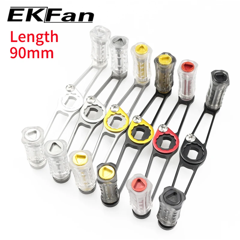 EKFan 80/90/105mm Aluminiumlegierung Baitcasting Angelrollengriff 7*4/8*5mm Loch Universal A/S/D mit Acrylknopf Köderrollenteil – Detail 6