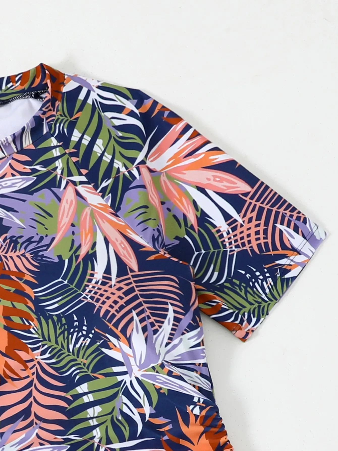 2025 Set Tankini con stampa tropicale Costumi da bagno da donna con coulisse Costume da bagno sexy a maniche corte Biquini Costume da bagno a vita alta Beachwear