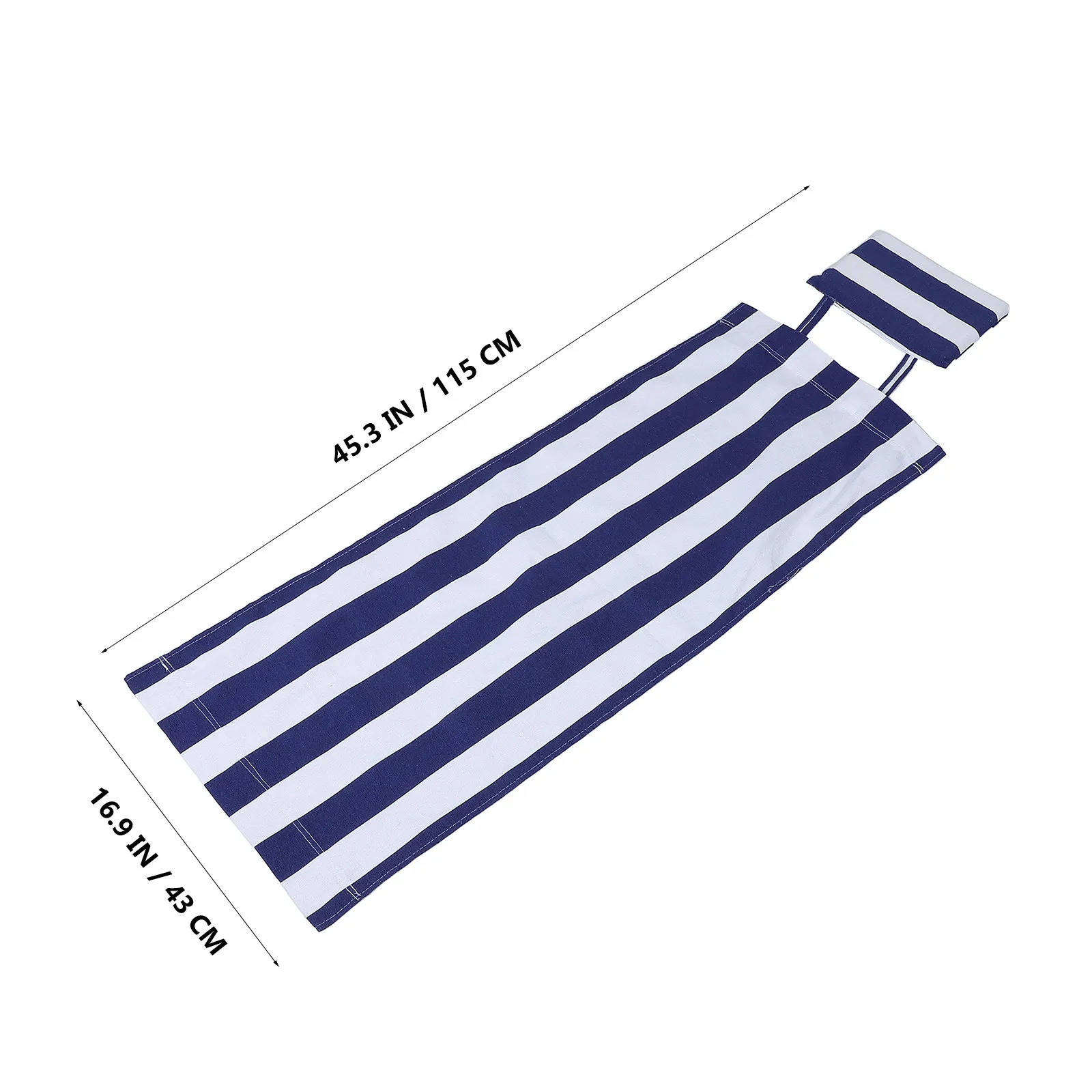 Stylish Comfortable Lounge Chair Replacement Fabric Blue White Striped Sling Chair Canvas with Pillow for Outdoor Beach Patio