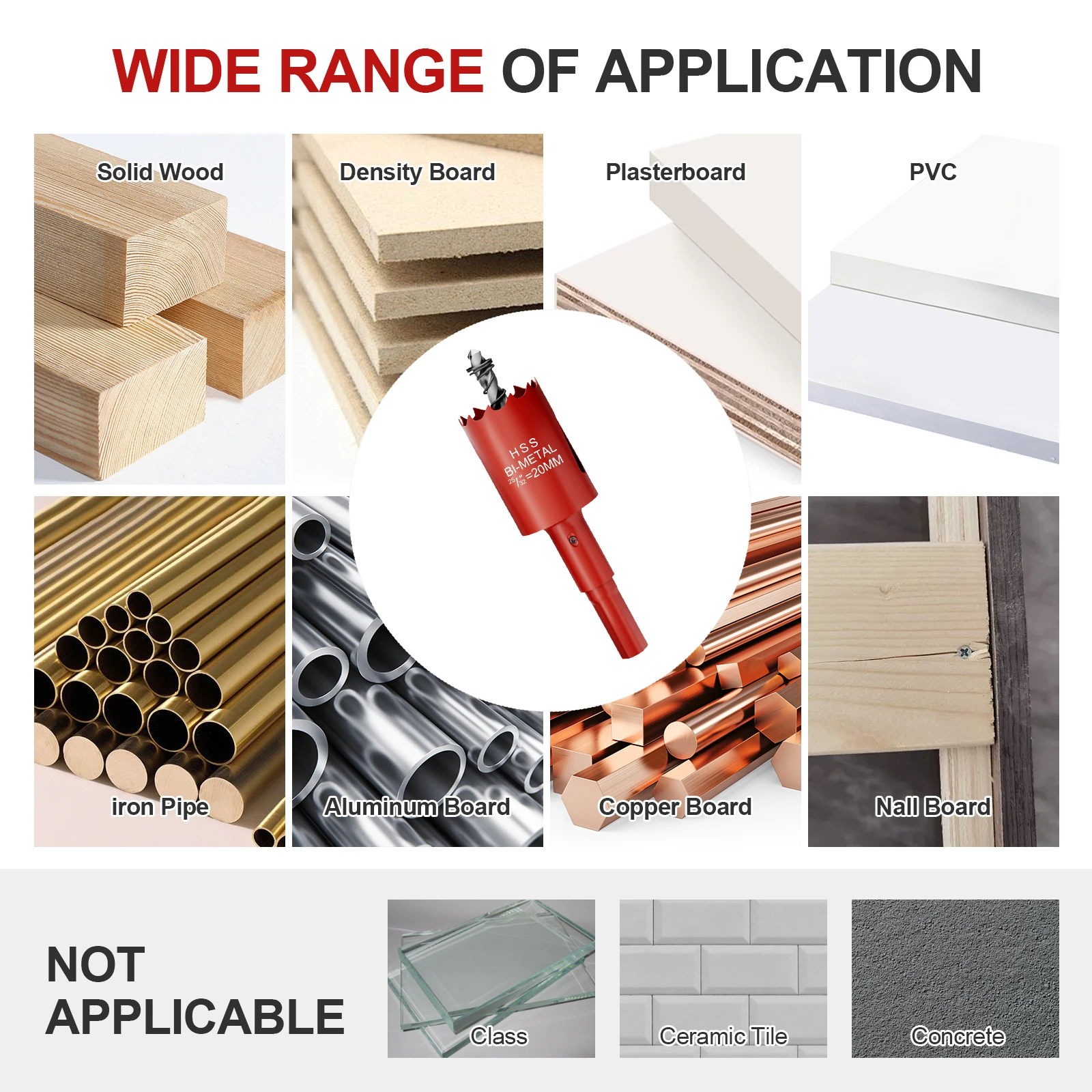 1pc M42 20mm-200mm Adjustable Hole Saw Drill Bit for Metal, Wood, Gypsum Board - Durable Cutting Tool for Various DIY Projects