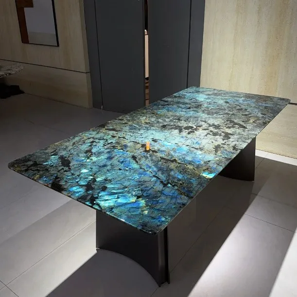 Natural Marble Top Luxury Stone Blue Jadeite Background Wall Dining Table Coffee Table Island Sill Window Sill Home Decoration B