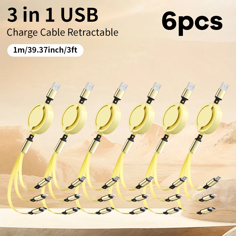 

6/8/10 шт., 3 в 1, выдвижной USB-кабель, шнур для быстрой зарядки и передачи данных для Iphone, Samsung, Huawei, Xiaomi, многопортовый зарядный провод